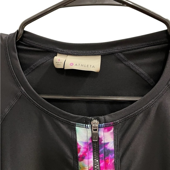 ATHLETA Floral Fade Zip Rash guard Black Size Large - Picture 5 of 8